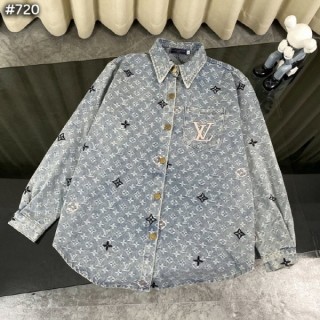 루* 24FW LV 풀프린트 자카드 자수 데님셔츠 남여공용