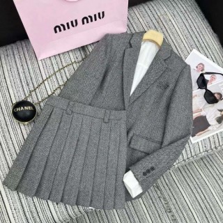 미* 이중 짜임 울 재킷 & 플리츠 스커트 (여성)