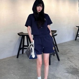 미*** 와펜 자수로고 후드 반바지 세트 - 수입 (여성)