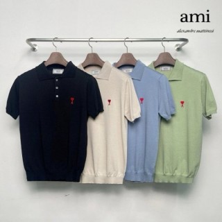 AM 스몰하트 카라 니트반팔