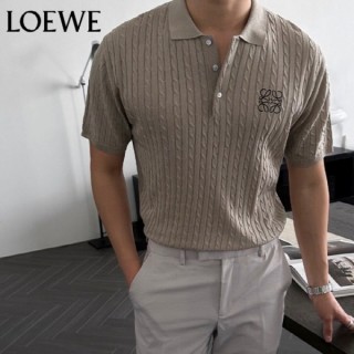 LOE 비스코스 케이블 단추 카라 니트반팔