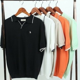 PL 랄프로렌 배색 오픈 카라니트 반팔