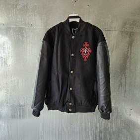 크* 레더 바시티 자켓