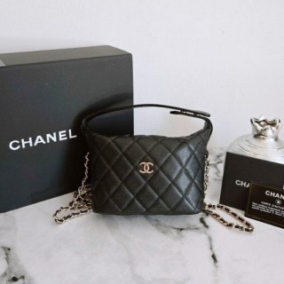 샤* 고급 25 크루즈 캐비어 체인 호보백 블랙 스몰