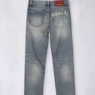 [ C ] 빈티지 세메터리 엠브로이드 포켓 로고 워싱 데님 팬츠