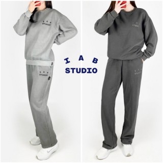 아* 피그먼트 기모 맨투맨 일자바지 세트 (남여공용)