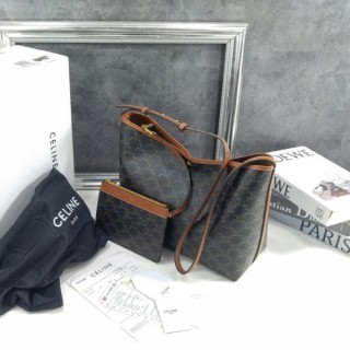 셀** 소프트 쇼퍼 백 - 트리옹프 캔버스 & 카프스킨 (풀박스)