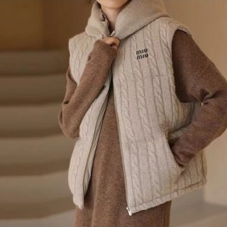 미* 케이블니트 패딩 후드조끼 (여성)