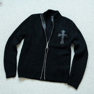 크* 레더 크로스 집업 니트 가디건