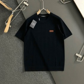 제* 숄더스티치 스트라이프 클래식 반팔 니트라운드티 수입 최상급 커스텀