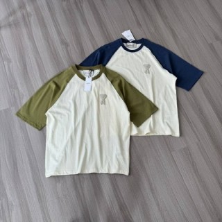 아* 하트 크로셰 패치 배색 티셔츠 - 수입 (남여공용)